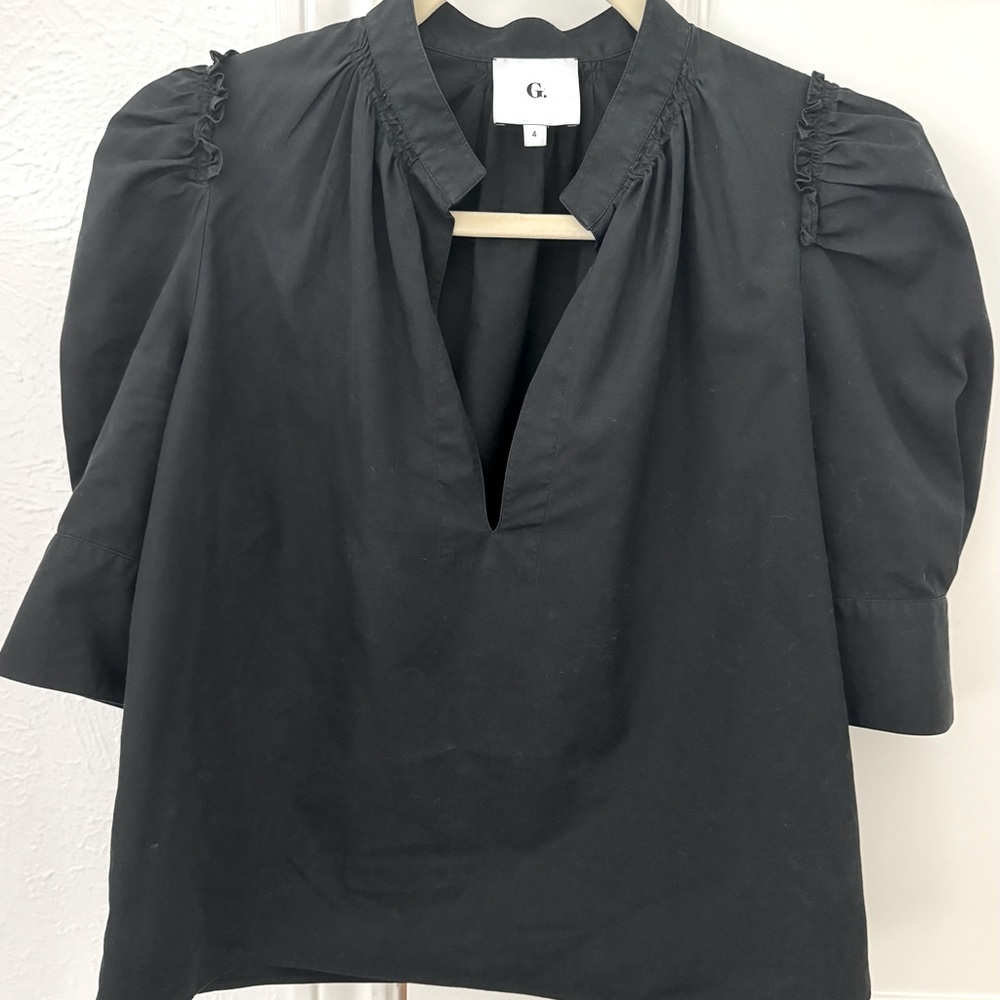 G.Label (Goop) black puff sleeve blouse.